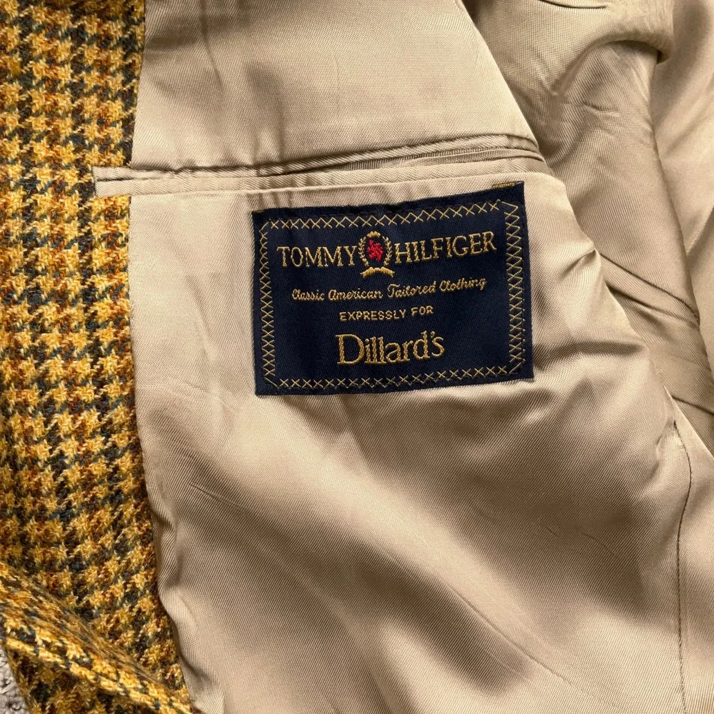 Tommy Hilfiger Blazer Men 42R Gold Rust Houndstooth Classic‎ American Jacket